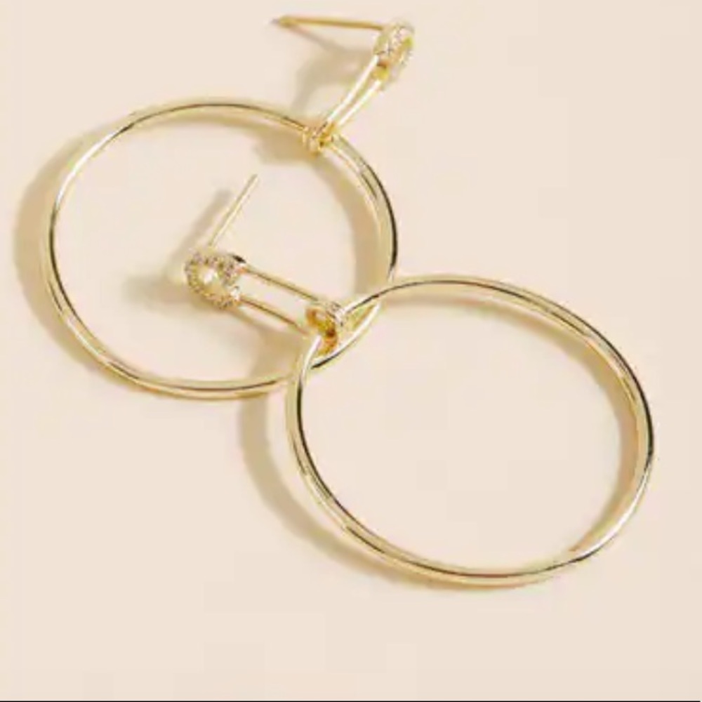 Francesca’s Safety Pin Drop Hoop Earrings